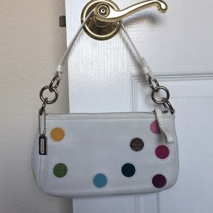 Coach White Leather Polka Dots Shoulder Bag